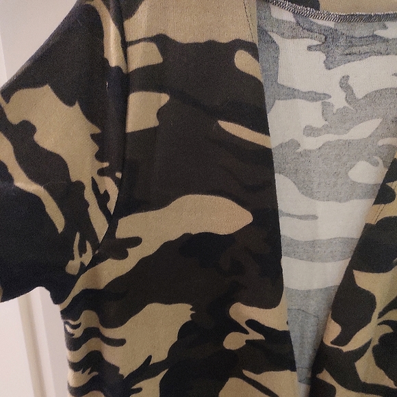 CAMO Print Longline Cardigan Sweater | Size XL - Picture 9 of 12